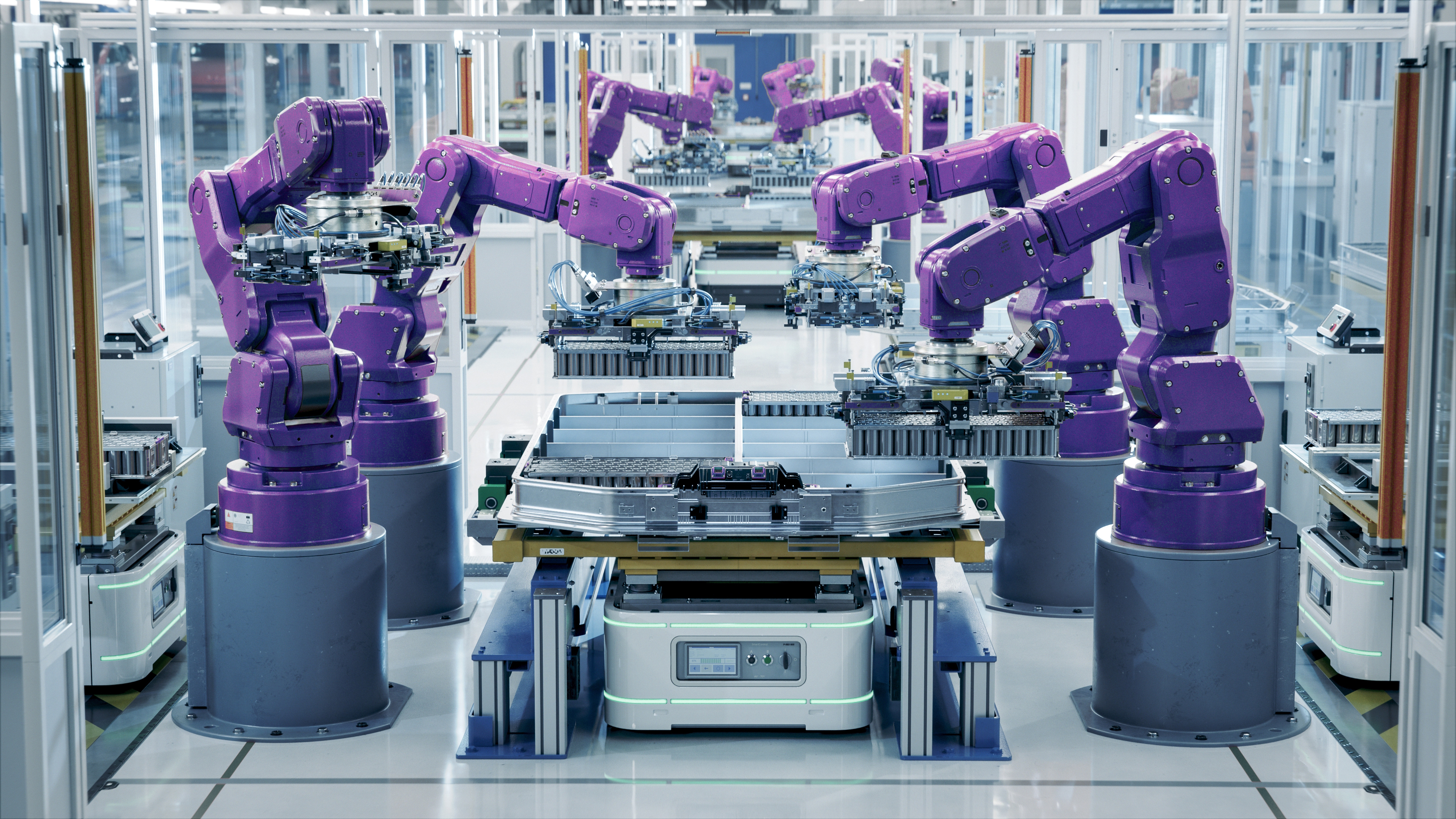 Machines die bijdragen aan de bouw van een auto