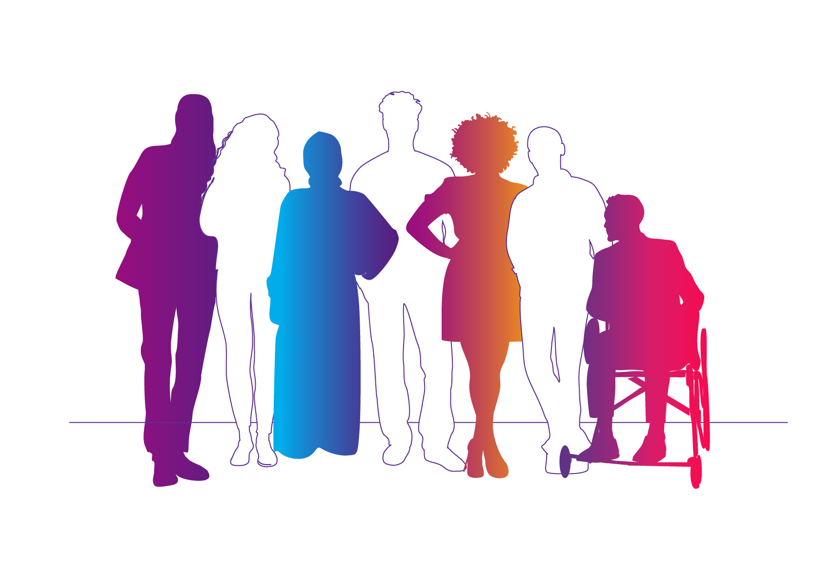 Een pictogram illusteert de diversiteit van een groep personen