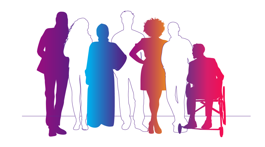 Een pictogram illusteert de diversiteit van een groep personen