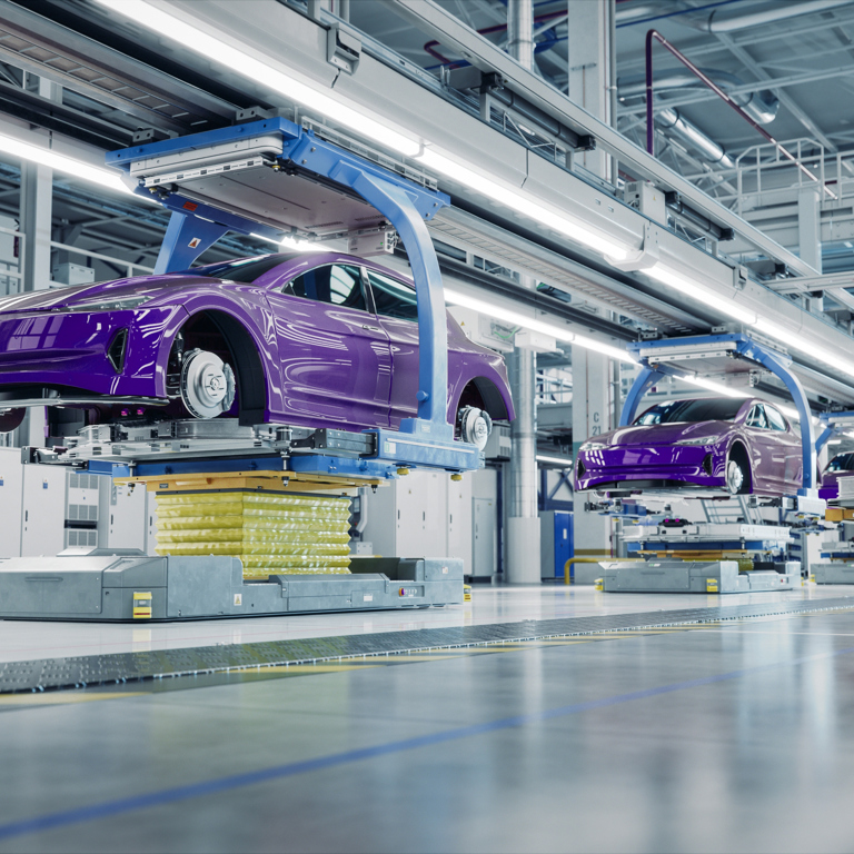 Een auto in de eindfase van de productie